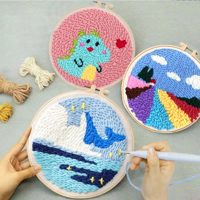 Diy Punch Needle Embroidery Starter Kits Animal Patterns