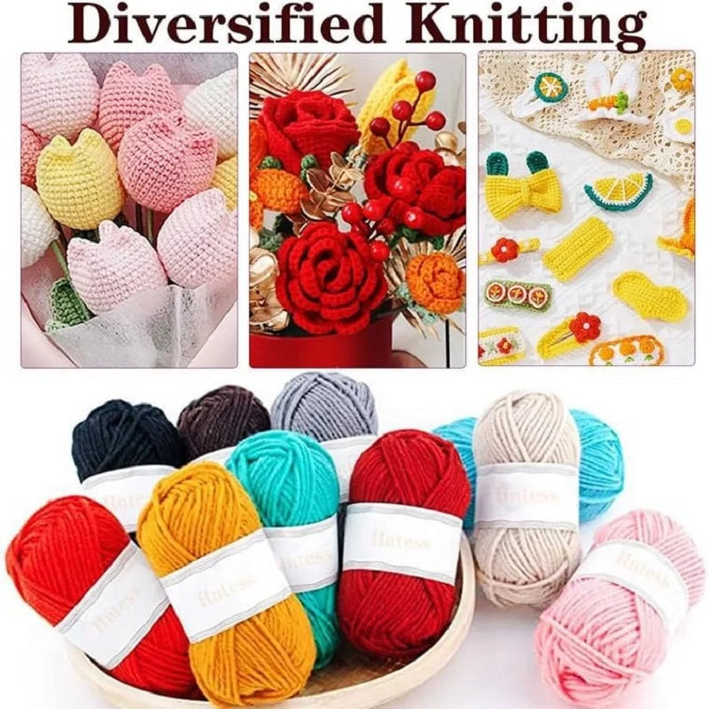 KOVEEN 59Pcs/Set Portable Crochet Knitting Set DIY Beginner Crochet Hook Kit With Storage Bag Material Pack and Storage Tools