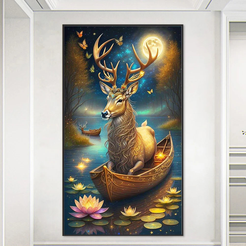 5D DIY Full Round Drill Diamond Painting Animals on Board Kit Home Decoration