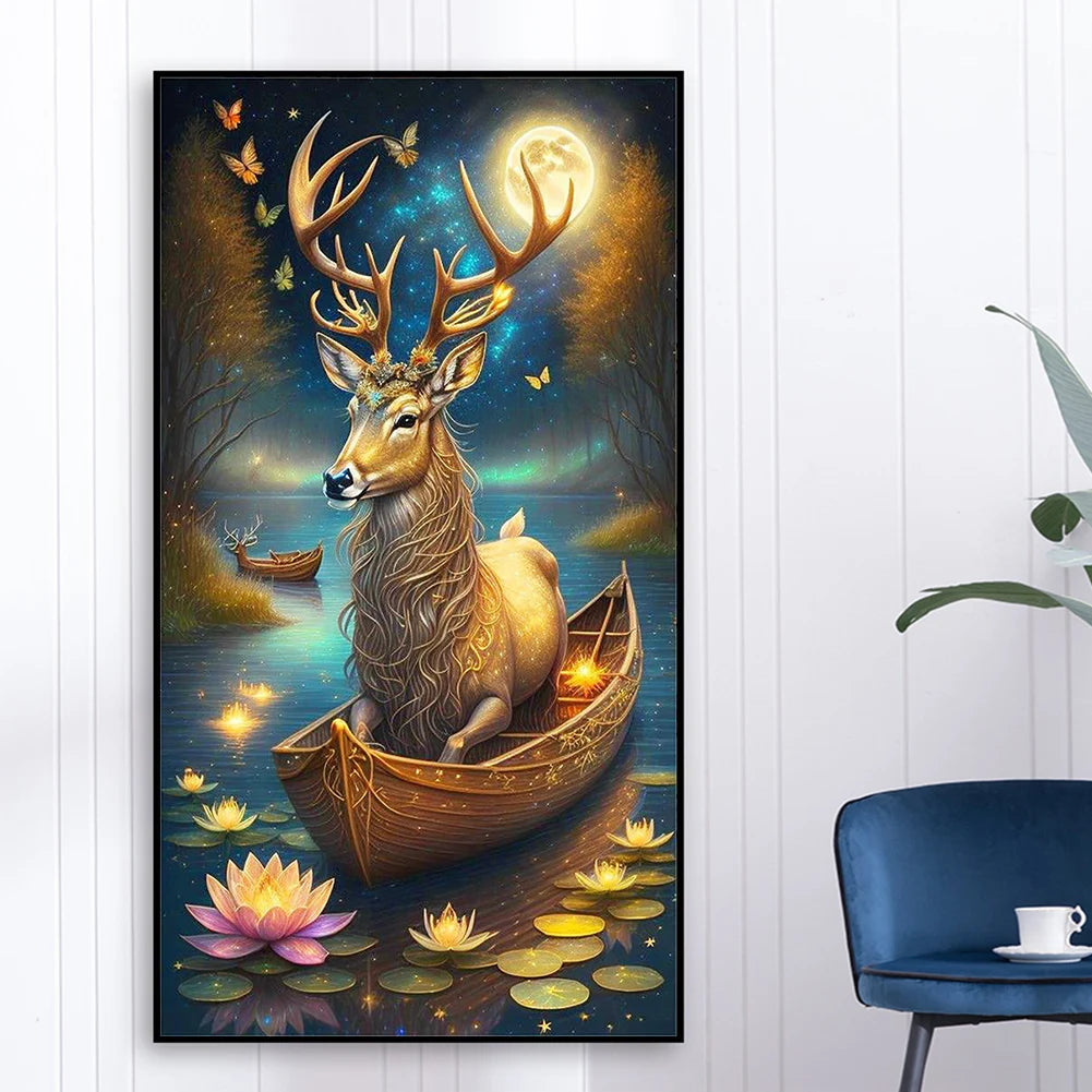 5D DIY Full Round Drill Diamond Painting Animals on Board Kit Home Decoration