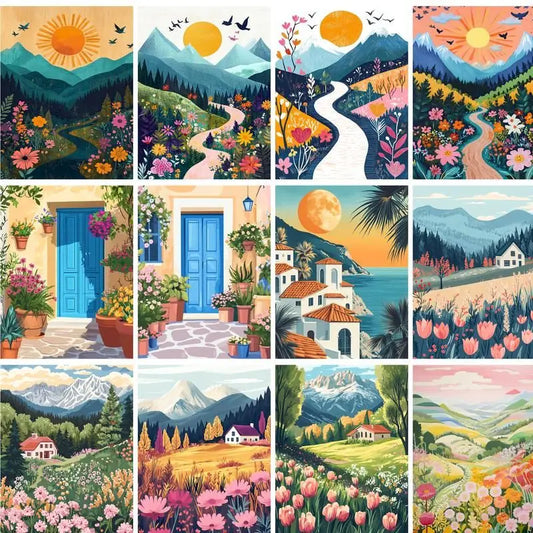 Painting By Numbers Landscape Oil Painting
